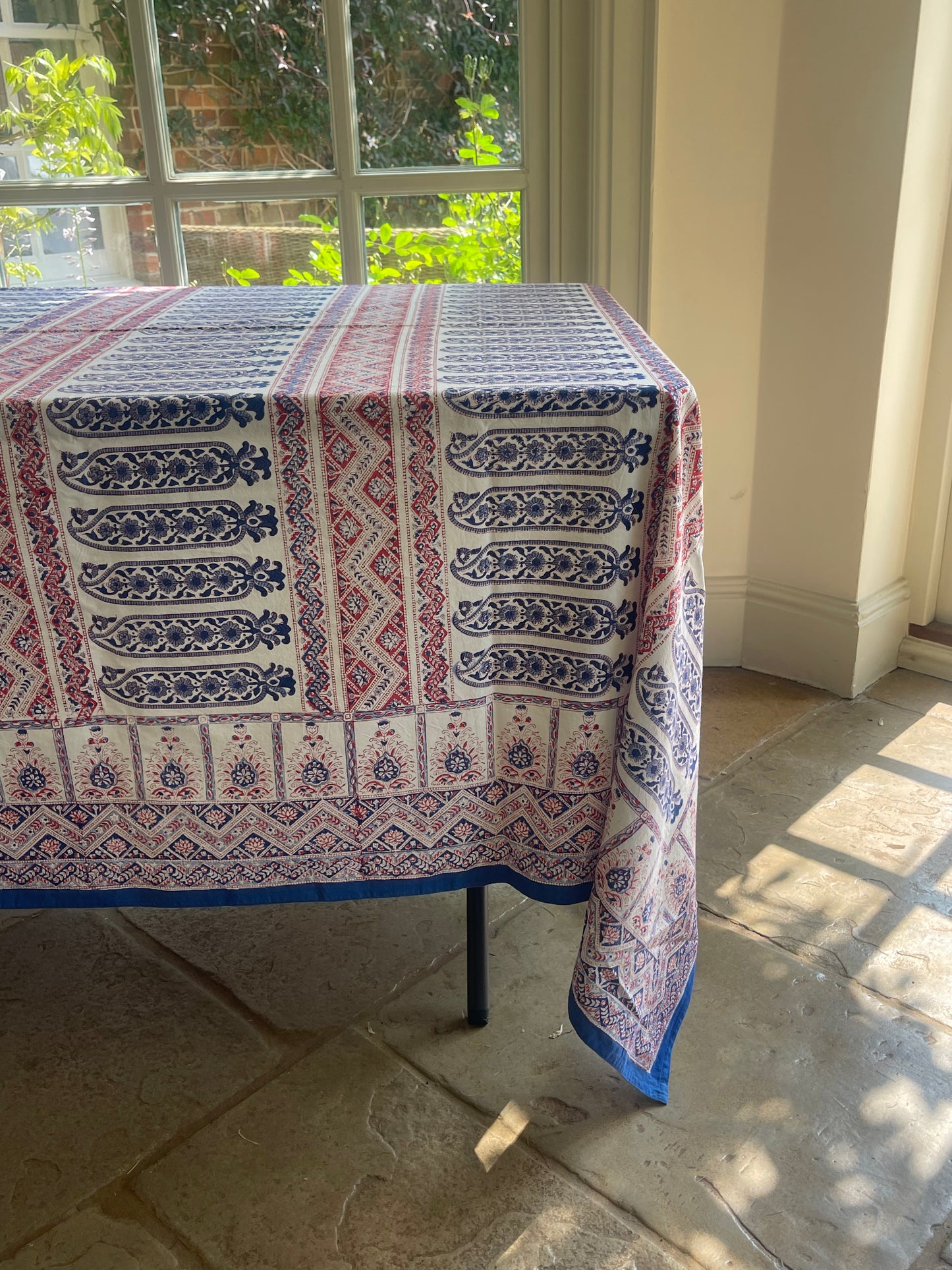 Anokhi Red and Blue Detail Tablecloth