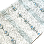 Blue Flower Trail Hand Block-Printed Bedspread