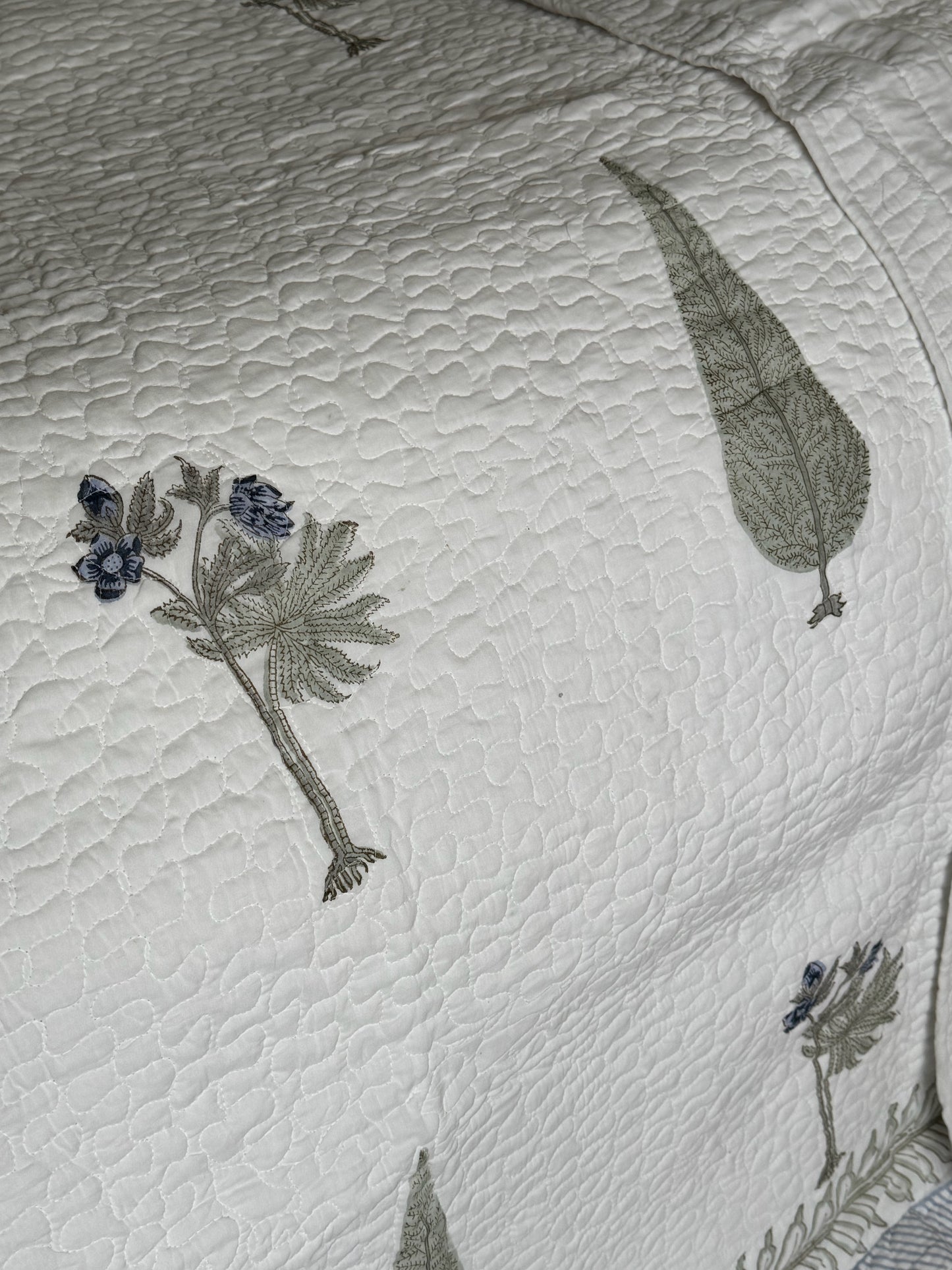 Blue Cypress Hand Block-Printed Bedspread