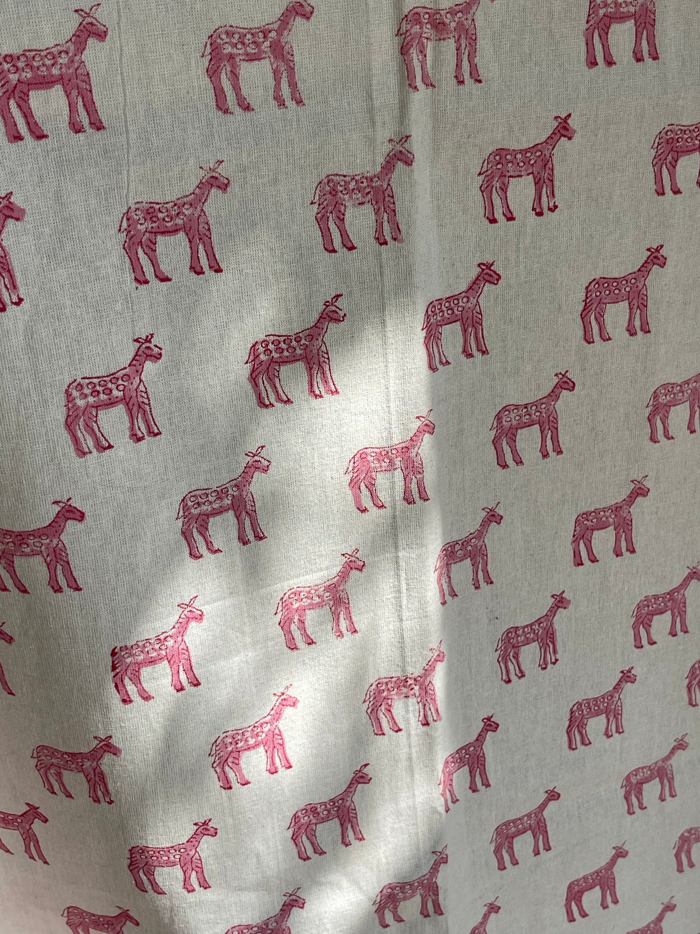 Pink Zebra Block Printed Tablecloth