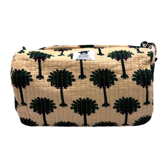 'Yellow Palm Tree' Block Printed Sponge Bag/Washbag