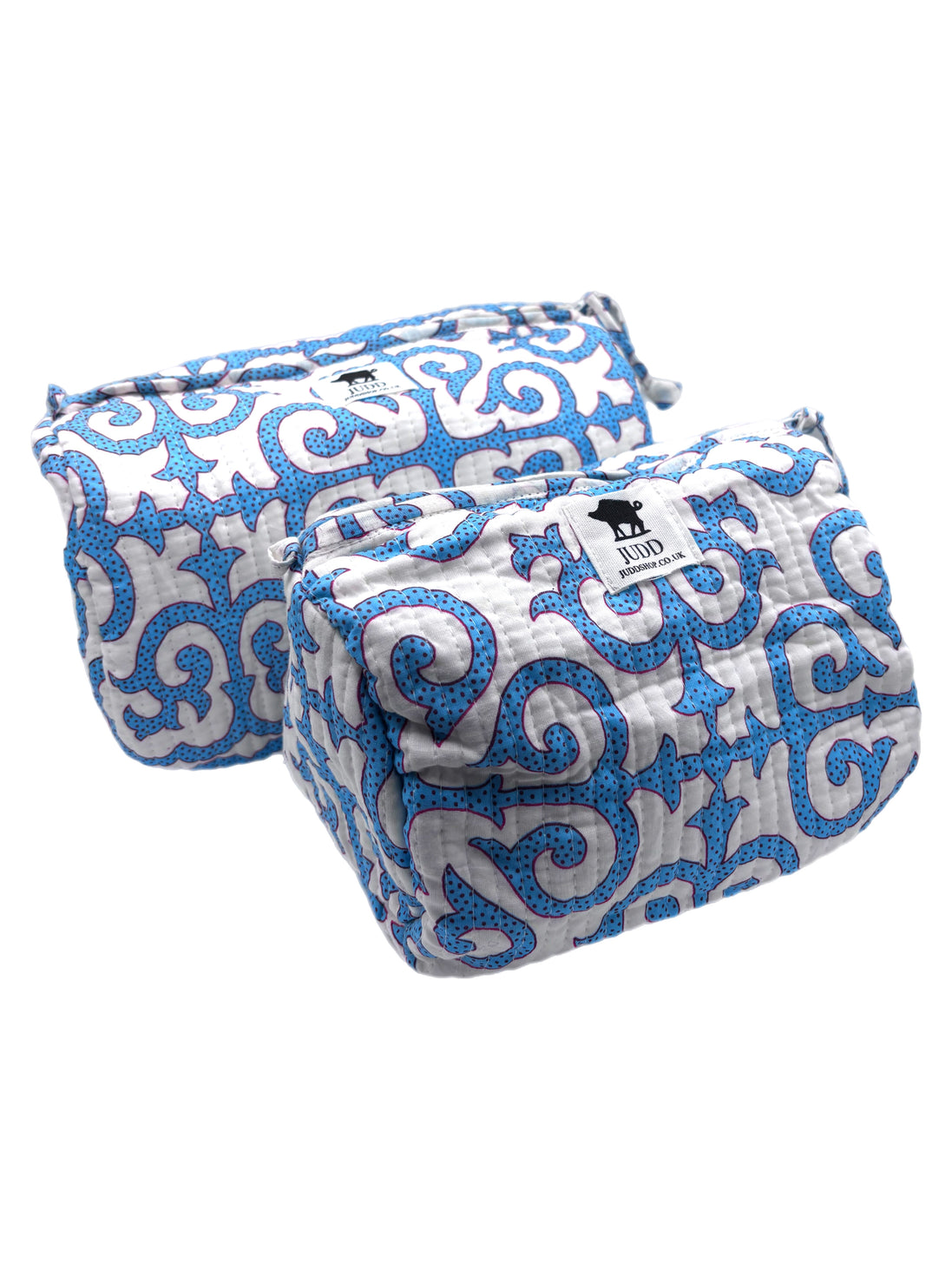 'Blue Filigree' Block Printed Sponge Bag/Washbag