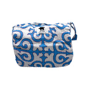 'Blue Filigree' Block Printed Sponge Bag/Washbag