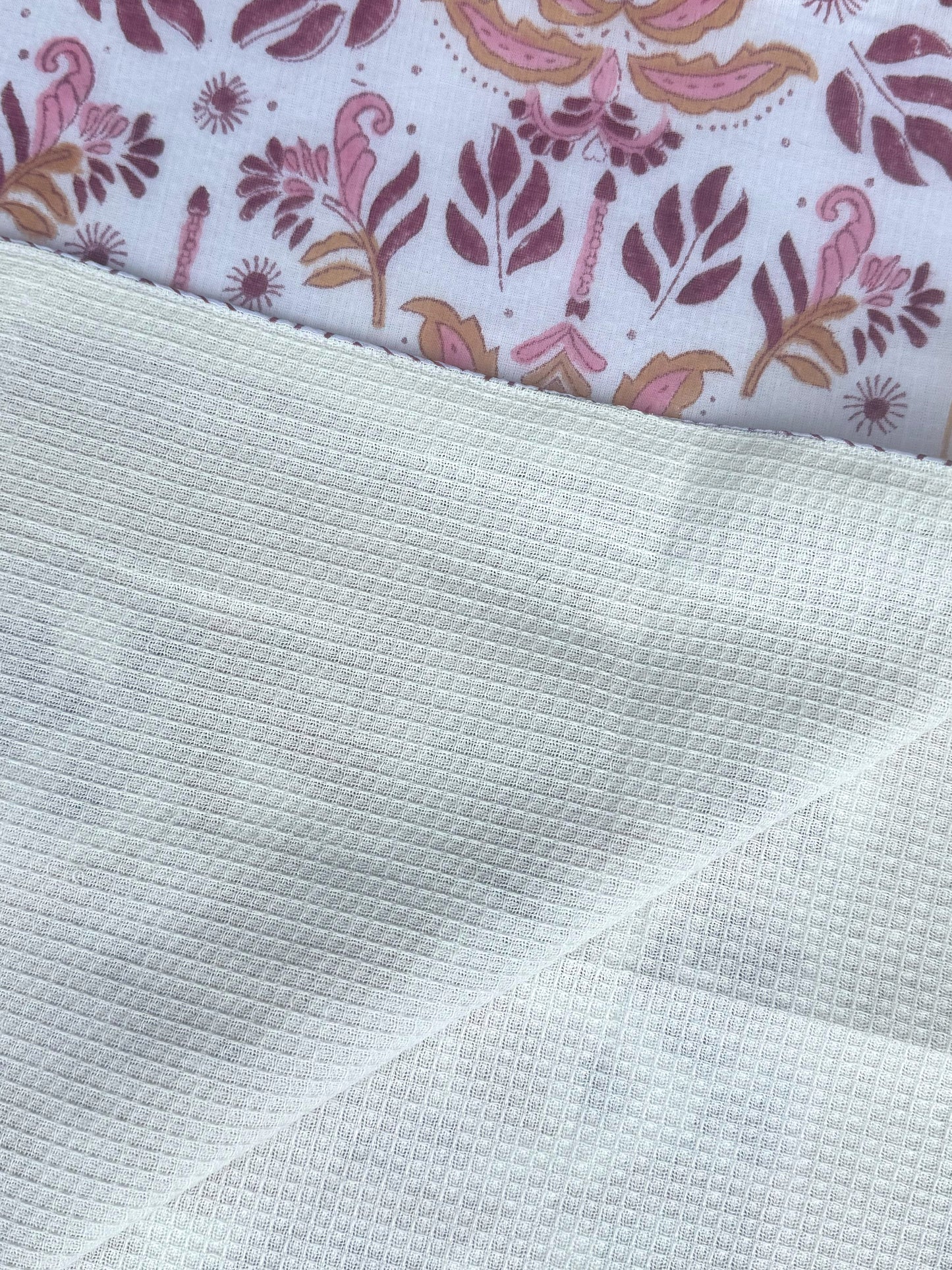 'Pink Moroccan Leaves' Block Printed Cotton Towel