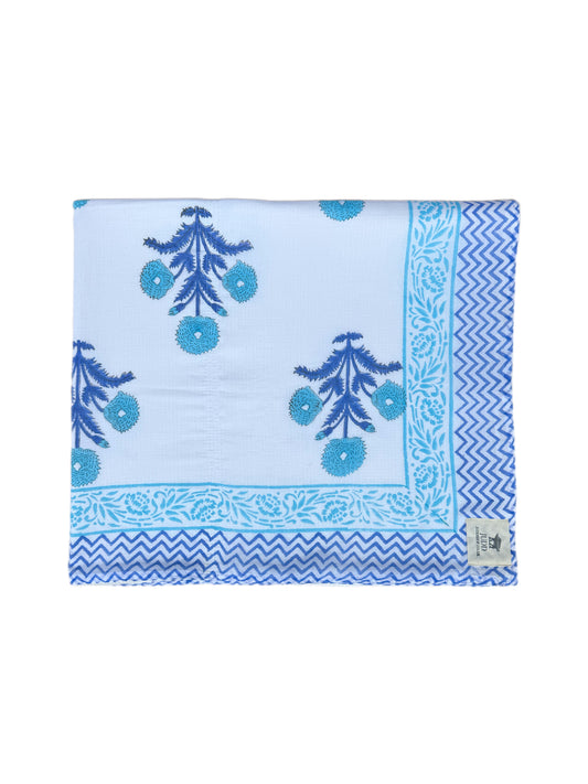 'Blue Sunflower' Block Printed Cotton Towel