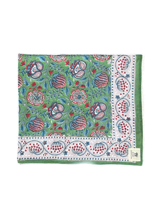 'Green Pomegranate' Block Printed Cotton Towel