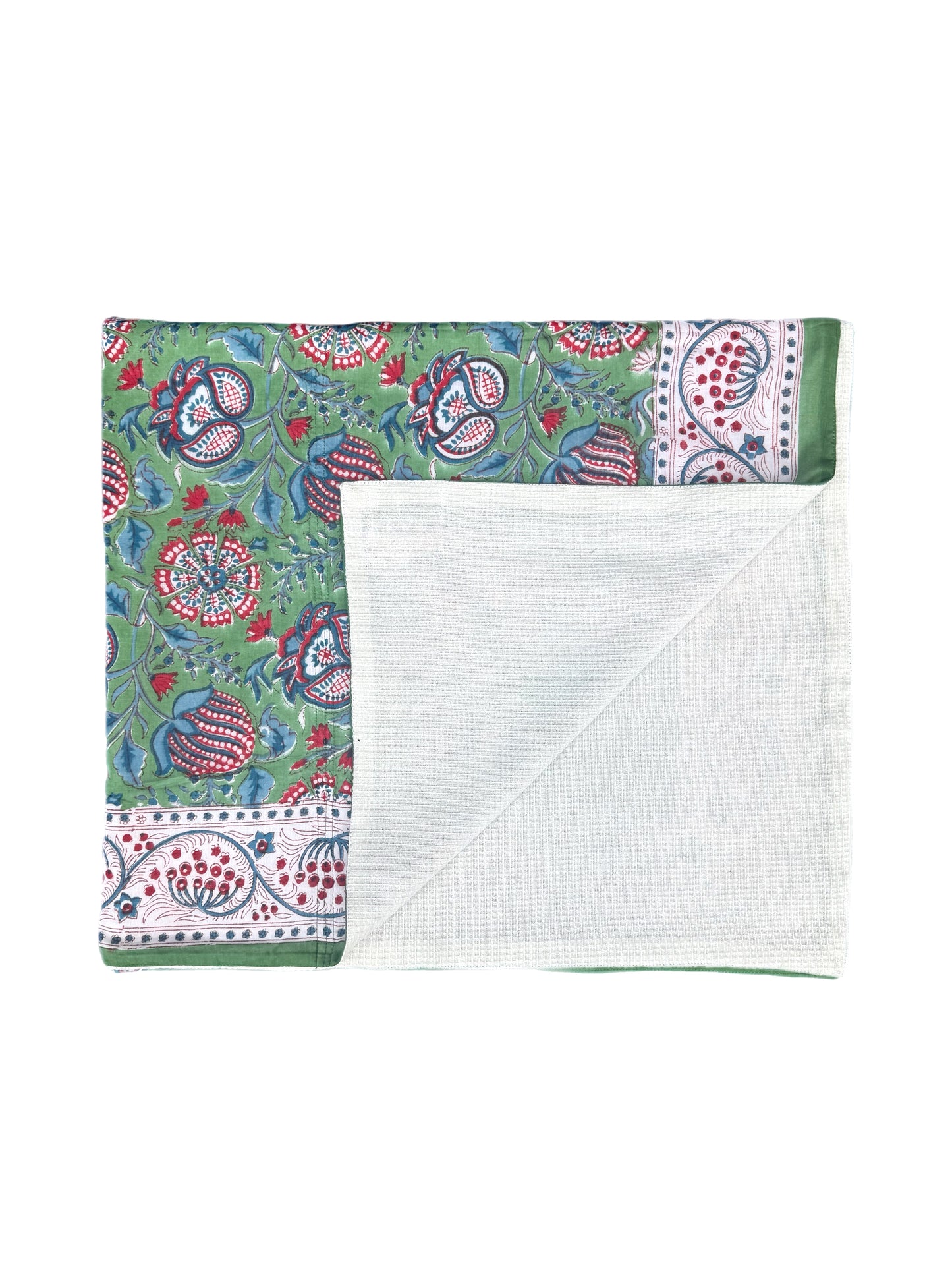 'Green Pomegranate' Block Printed Cotton Towel