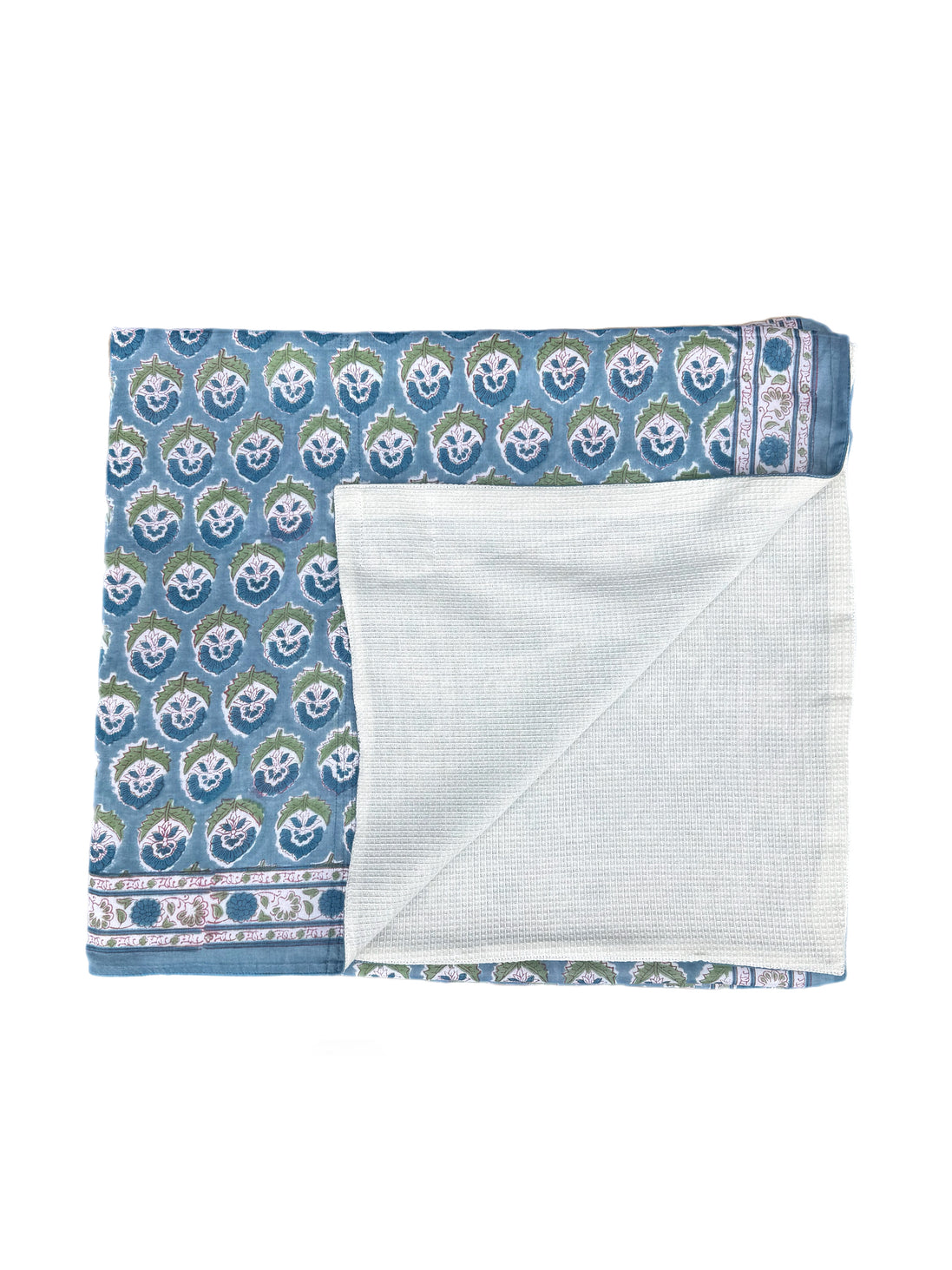 'Green & Blue Tree' Block Printed Cotton Towel