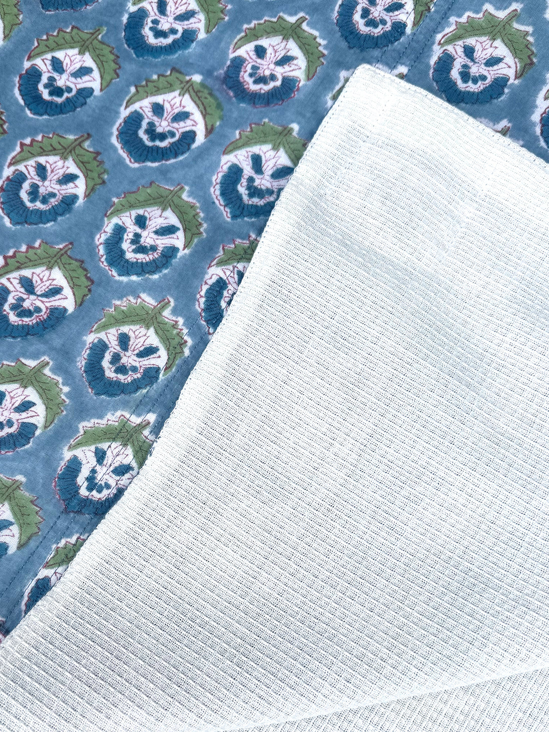 'Green & Blue Tree' Block Printed Cotton Towel