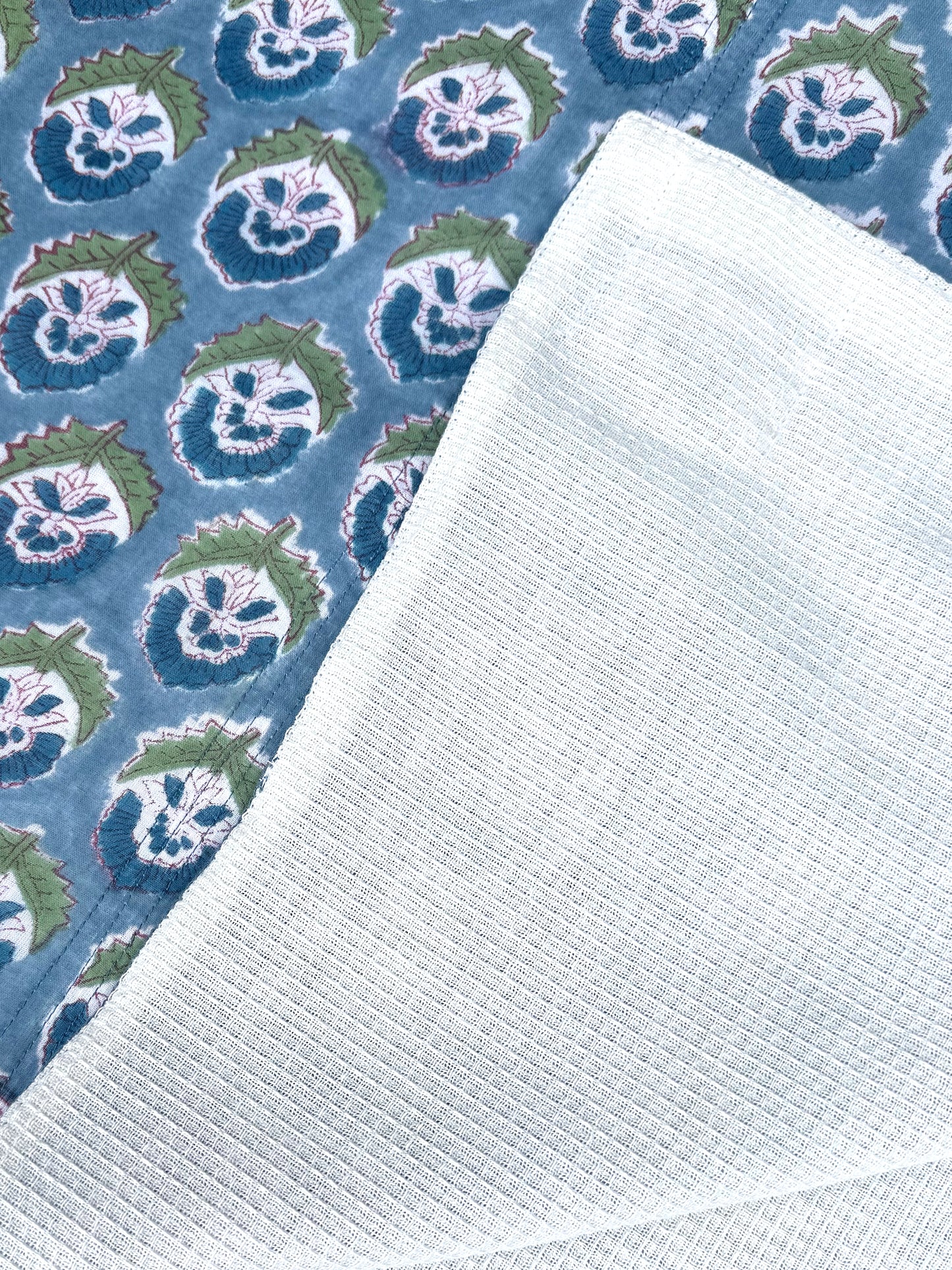 'Green & Blue Tree' Block Printed Cotton Towel