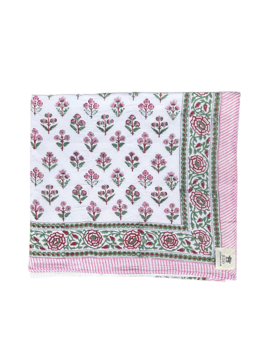 'Pink Trees' Block Printed Cotton Towel