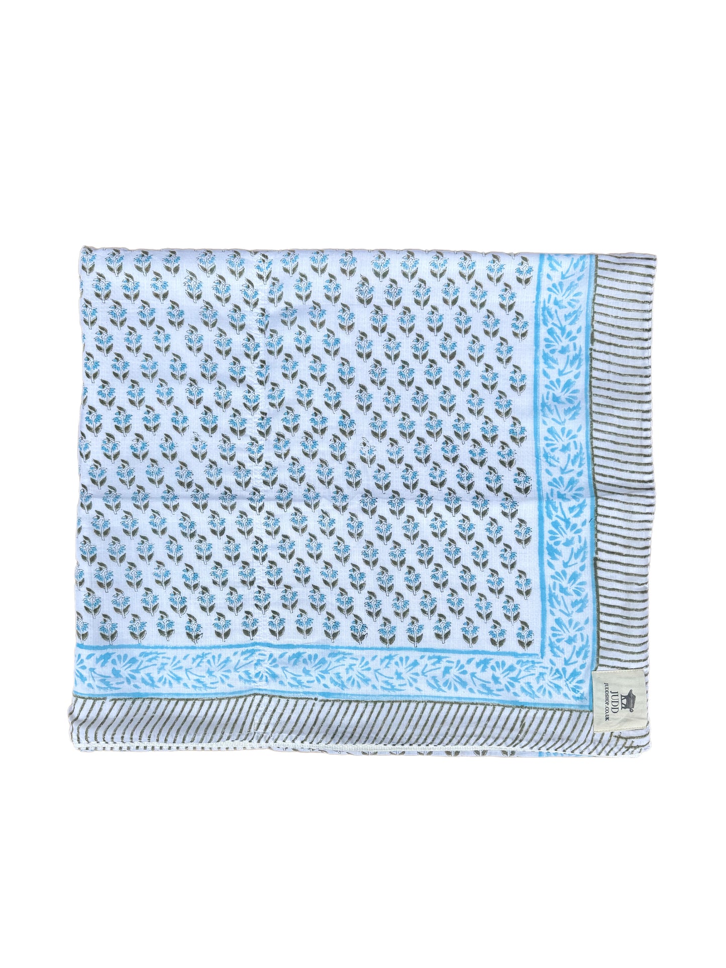 'Blue Shrub' Block Printed Cotton Towel