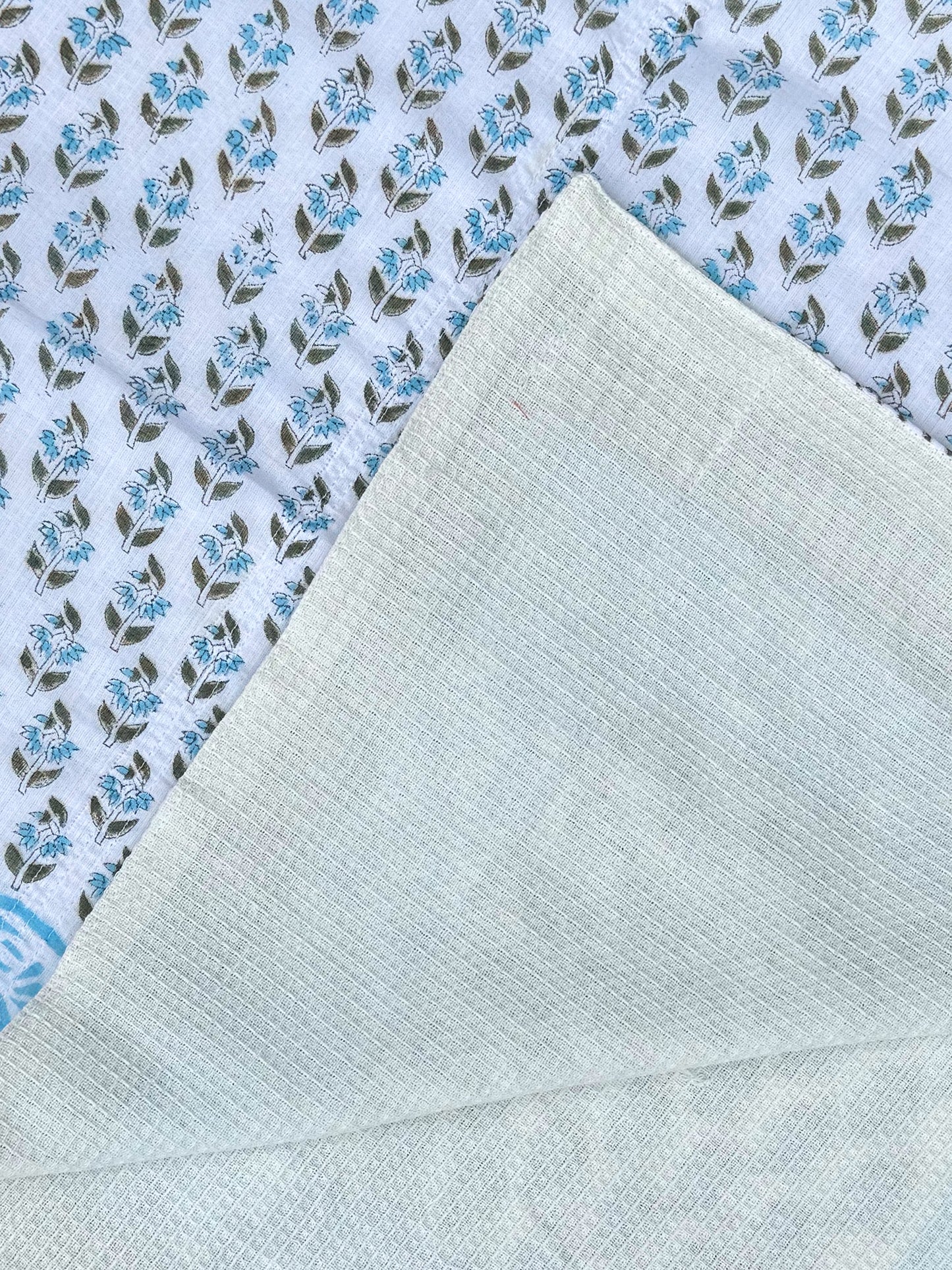 'Blue Shrub' Block Printed Cotton Towel