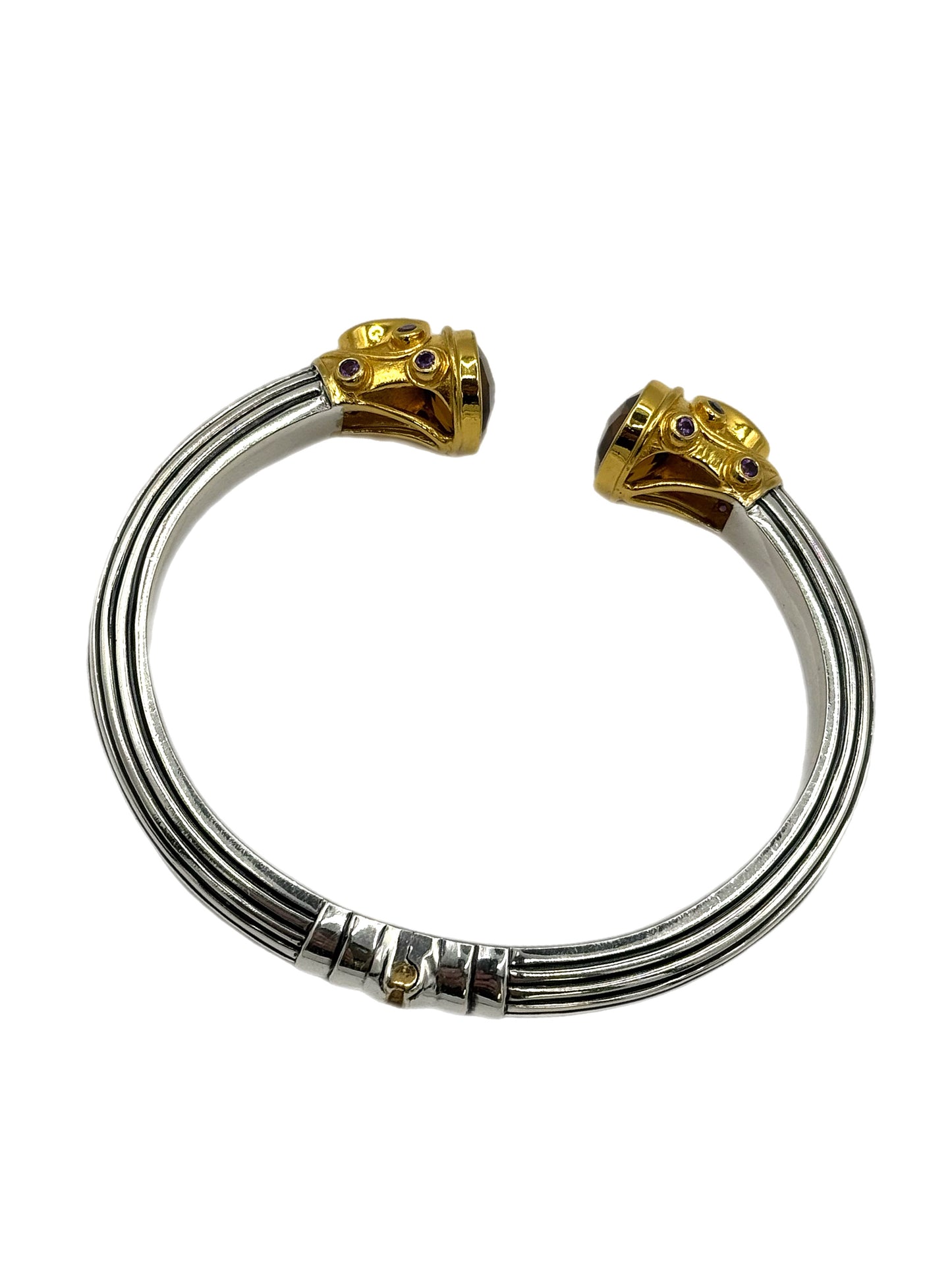 Silver & Gold Plated Citrine, Amethyst and Peridot Jewelled Bangle