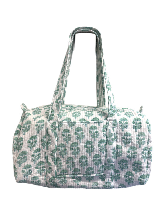 'Pale Green Trees' Block Print Overnight Bag