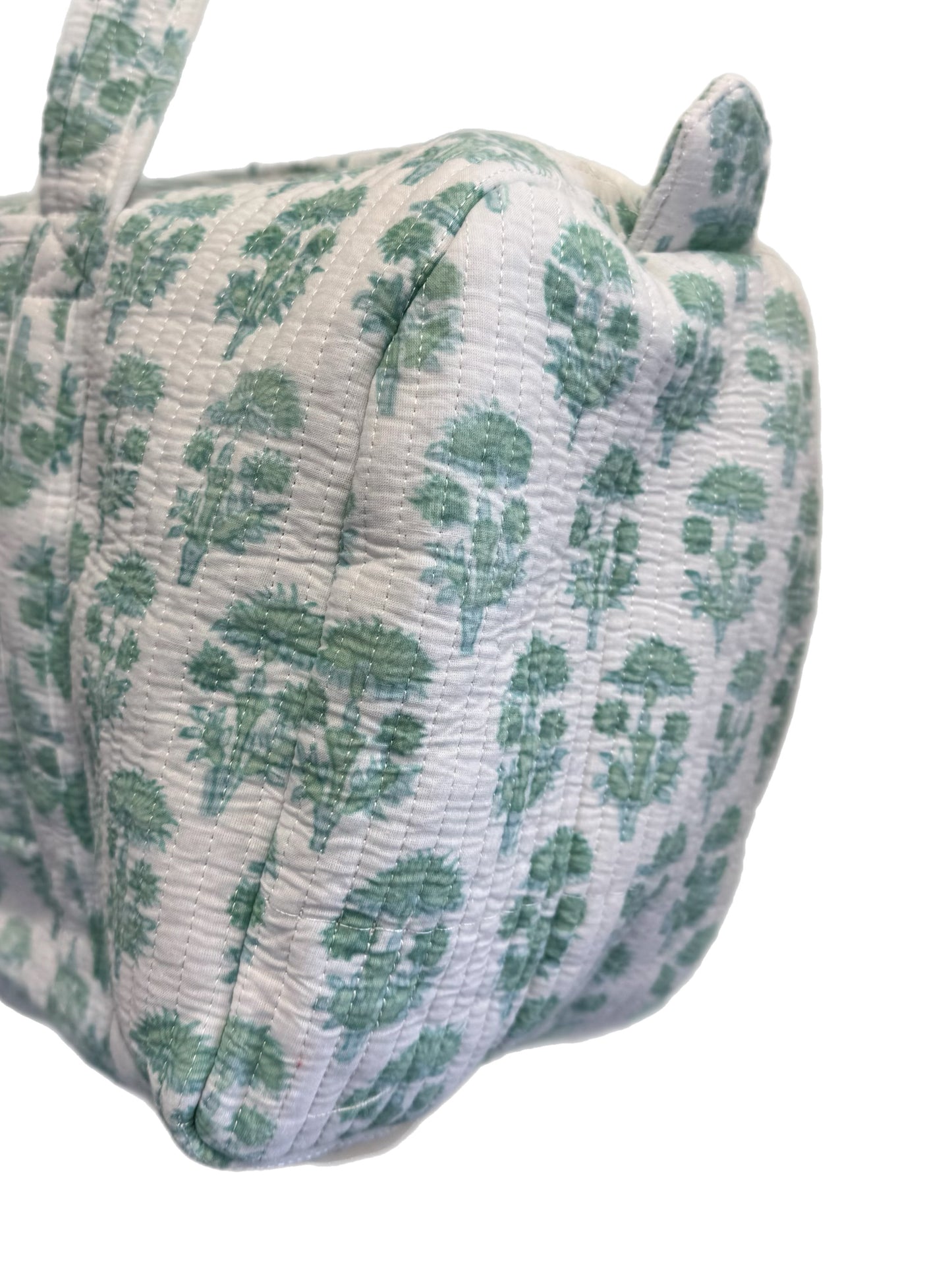 'Pale Green Trees' Block Print Overnight Bag