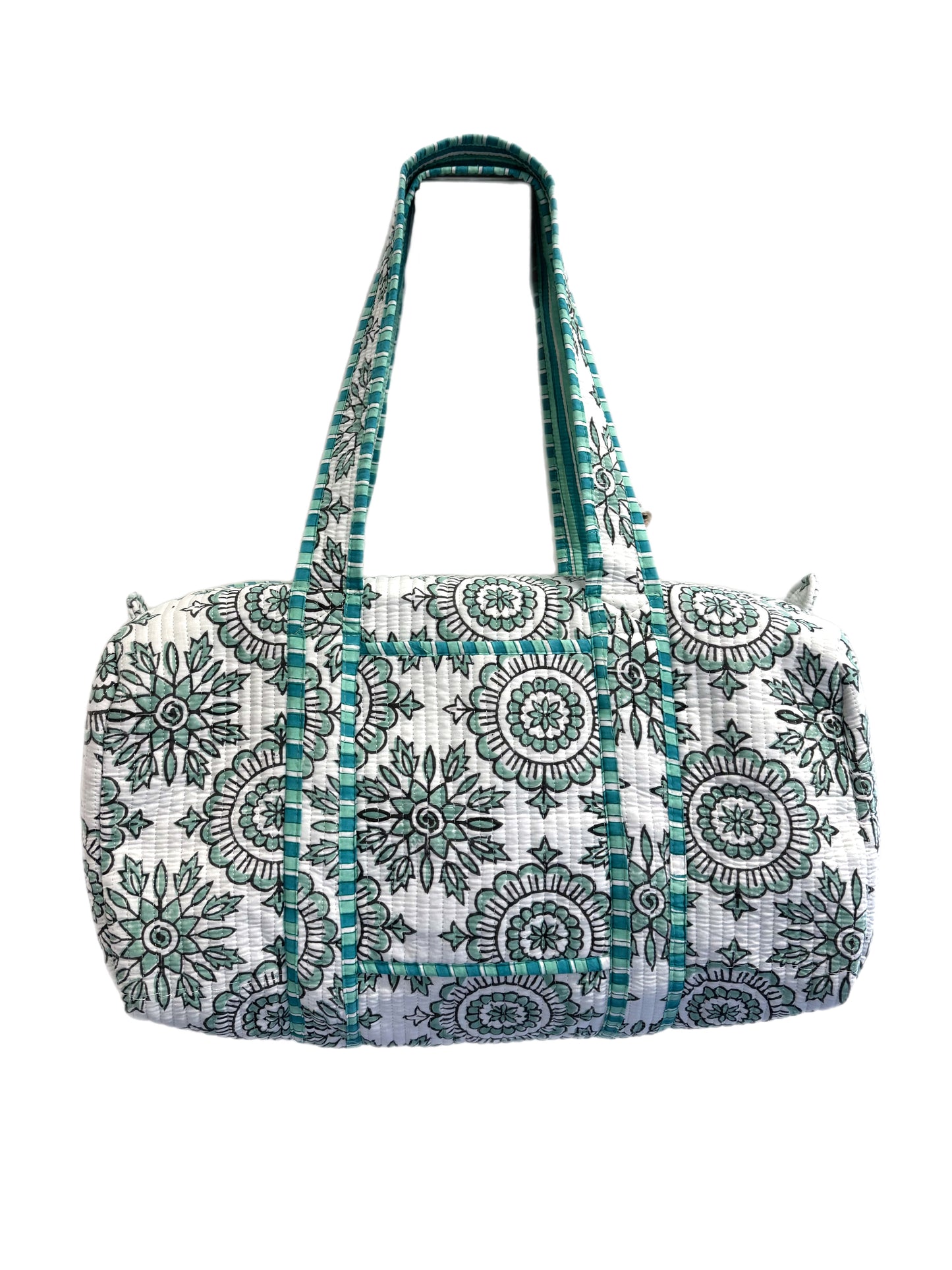 'Green Badge' Block Print Overnight Bag