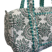 'Green Badge' Block Print Overnight Bag