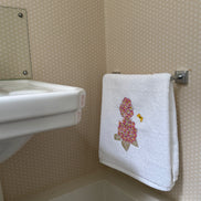 Pink Hydrangea and Butterfly Embroidered Hand Towel