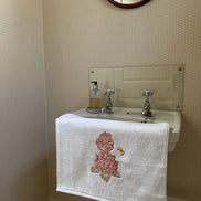 Pink Hydrangea and Butterfly Embroidered Hand Towel