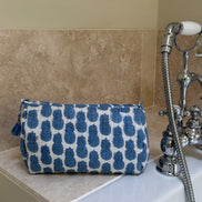 'Blue Pineapple' Block Printed Sponge Bag/Washbag