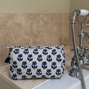 'Blue Trees' Block Printed Sponge Bag/Washbag Sponge Bag