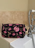 'Black and Pink Floral' Block Printed Sponge Bag/Washbag