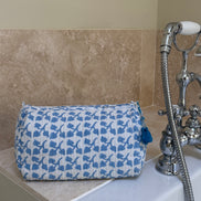 'Blue Leaf' Block Printed Sponge Bag/Washbag