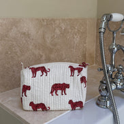 'Pink Leopard' Block Printed Sponge Bag/Washbag