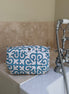 'Blue Filigree' Block Printed Sponge Bag/Washbag