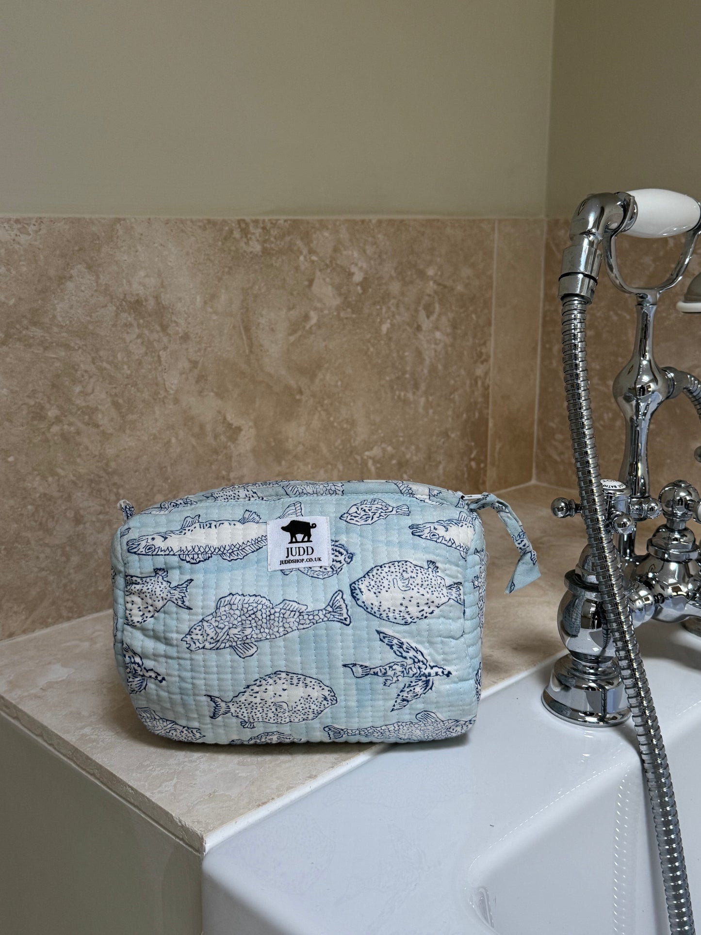 'Barrier Reef' Block Printed Sponge Bag/Washbag