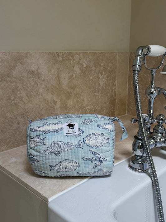 'Barrier Reef' Block Printed Sponge Bag/Washbag