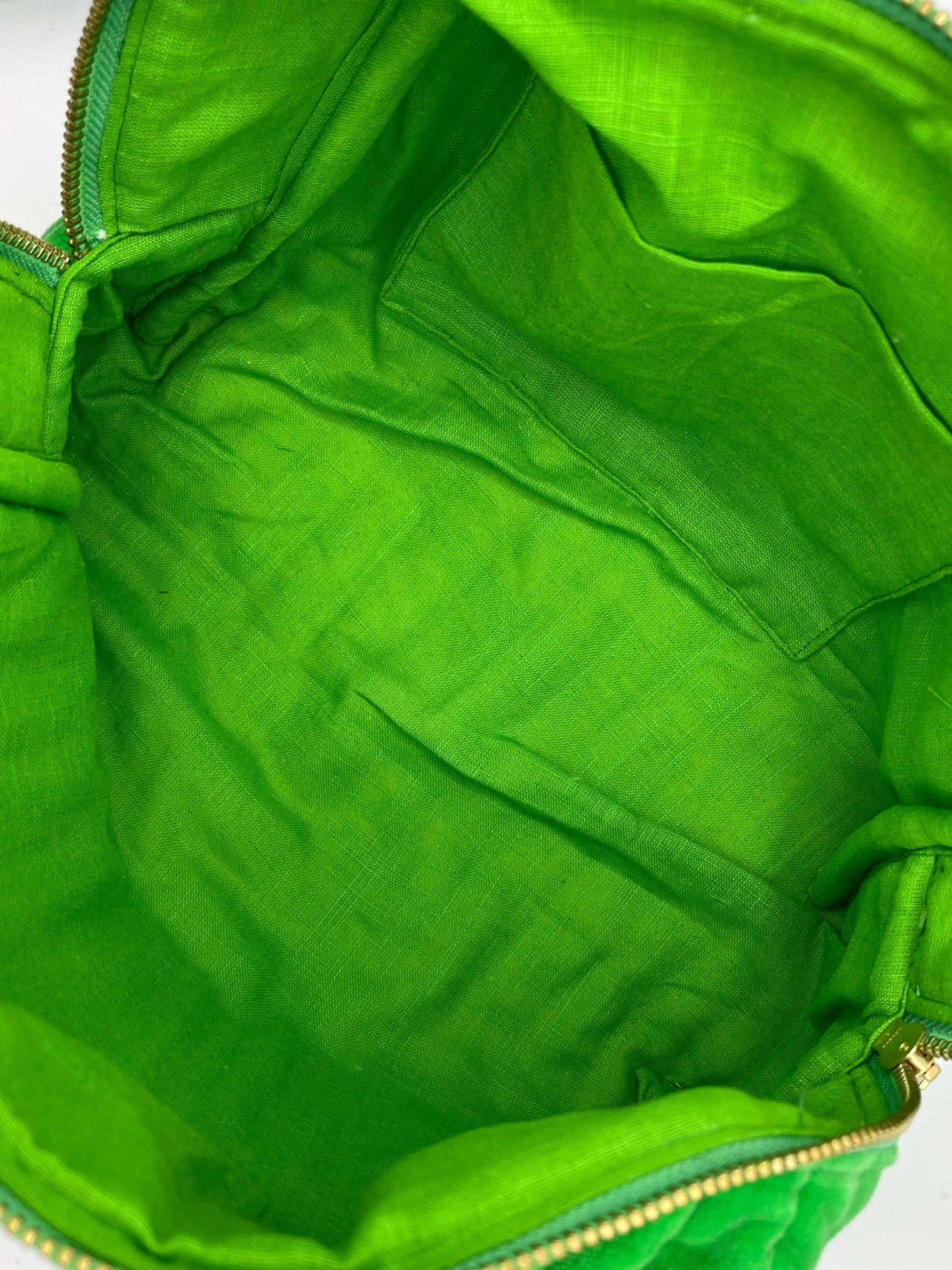 Large Bright Green Velvet Sponge Bag