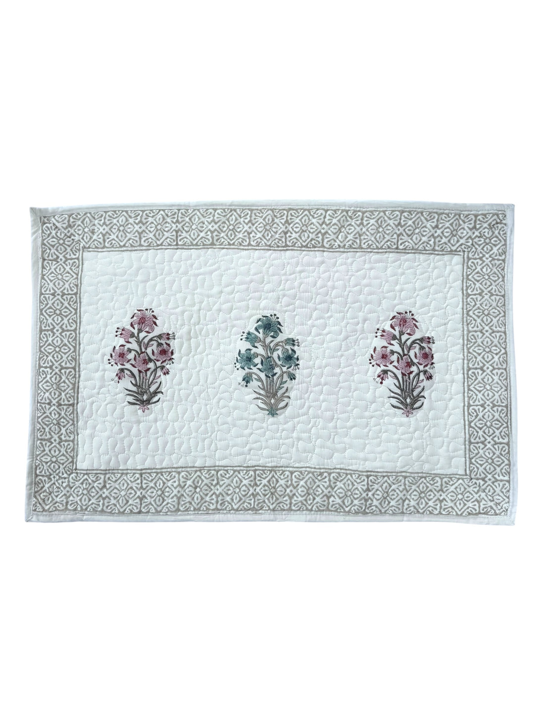 Pink & Blue Foliage Quilted Cushion/Pillowcases