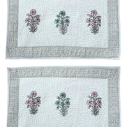Pink & Blue Foliage Quilted Cushion/Pillowcases