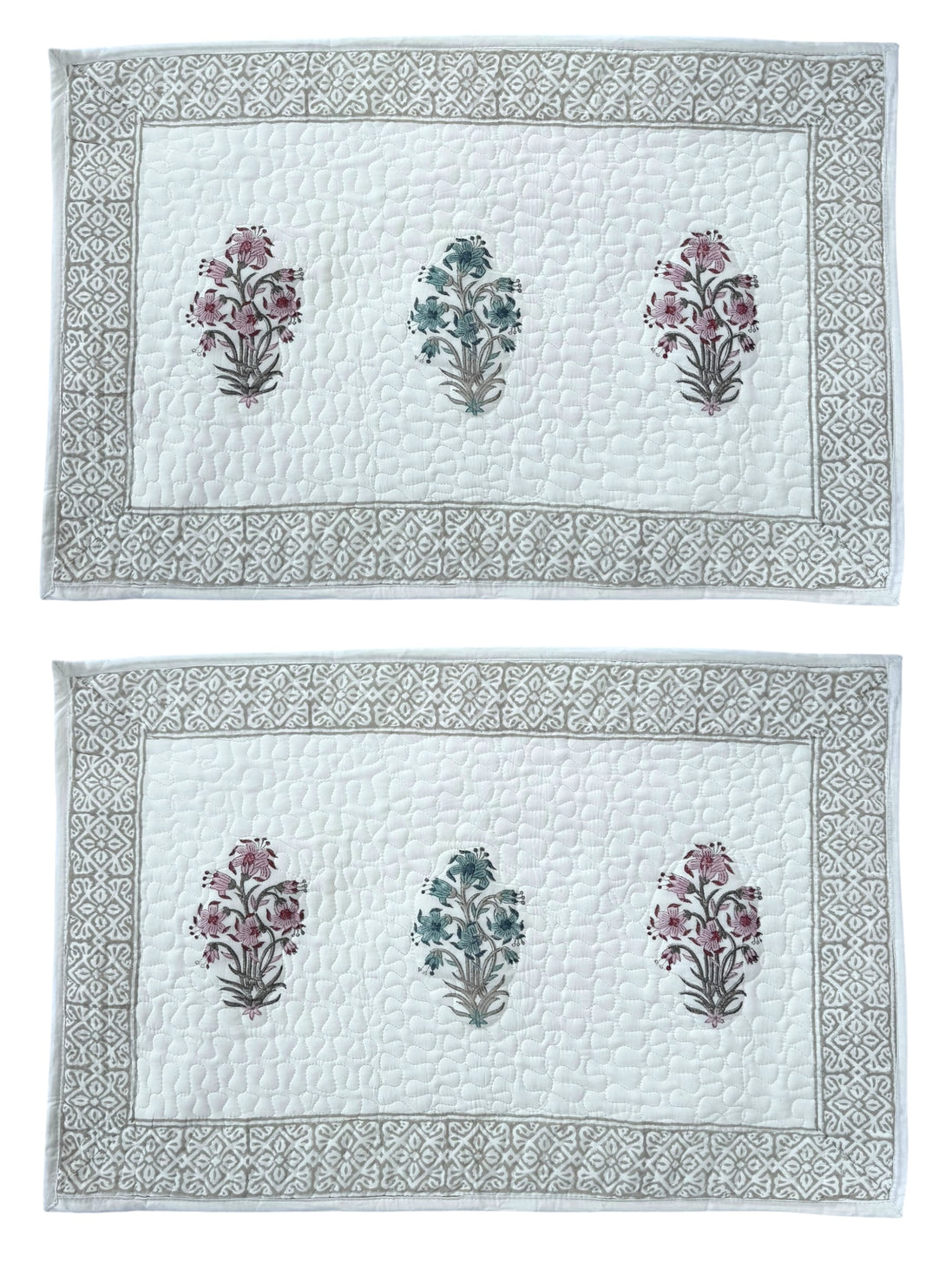 Pink & Blue Foliage Quilted Cushion/Pillowcases