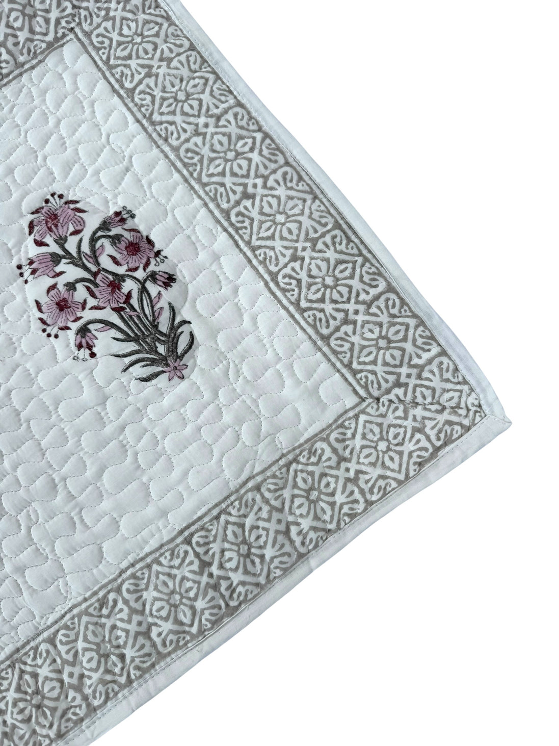 Pink & Blue Foliage Quilted Cushion/Pillowcases