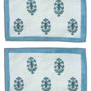Electric Blue Foliage Quilted Cushion/Pillowcases