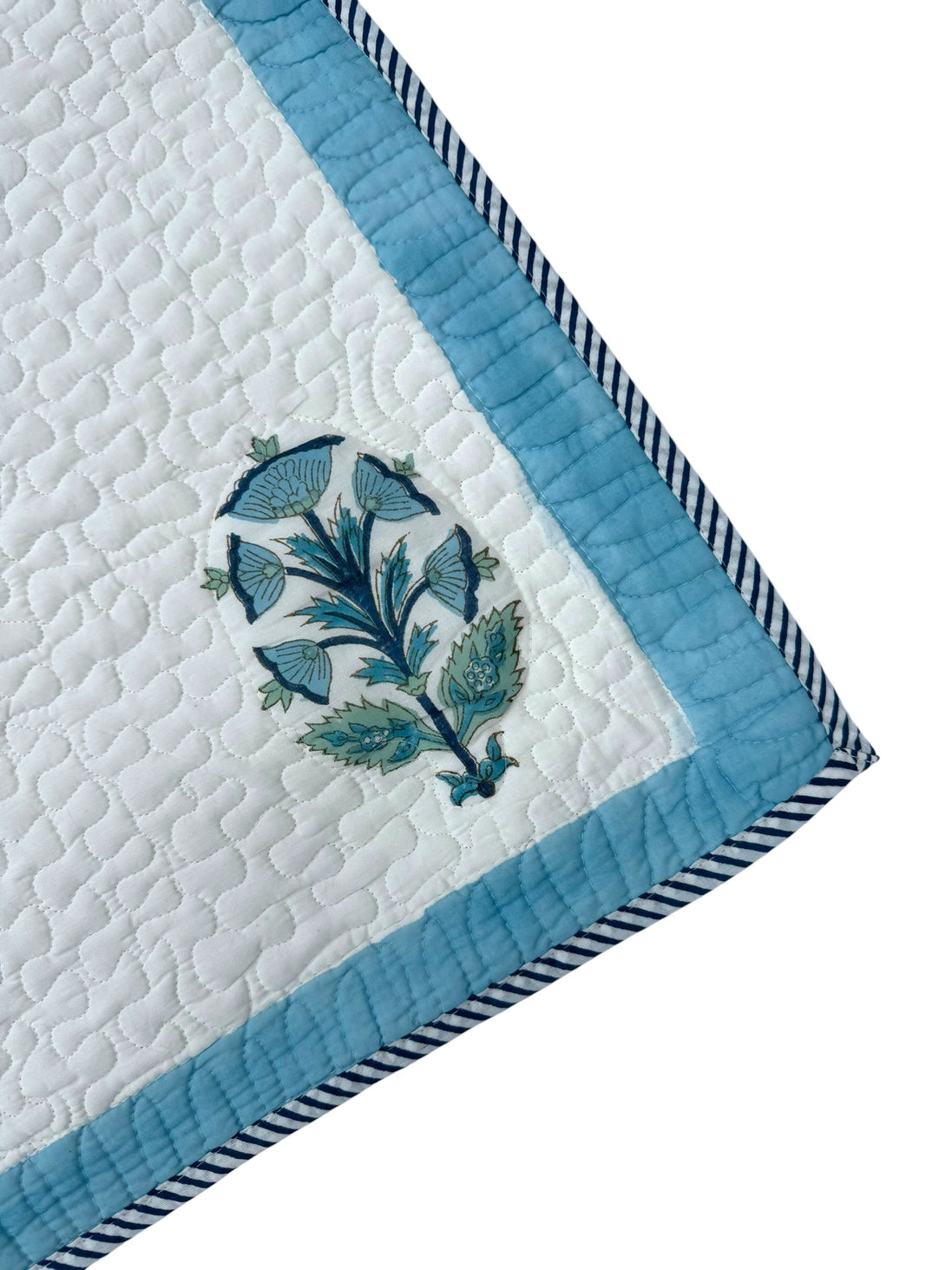 Electric Blue Foliage Quilted Cushion/Pillowcases