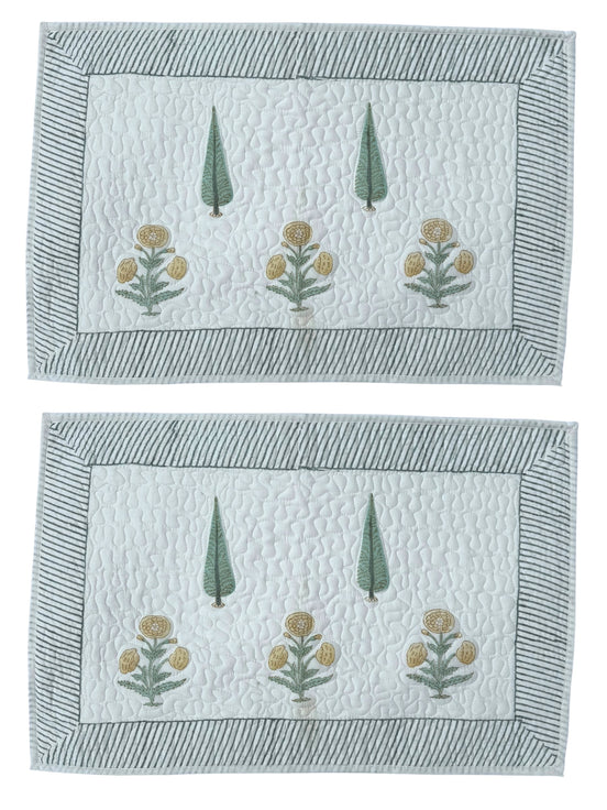 Yellow Shrub & Cypress Quilted Cushion/Pillowcases