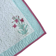 Palmtree & Pink Flower Shrub Quilted Cushion/Pillowcases