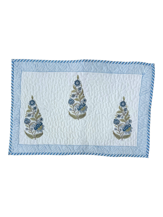 Blue Leaf & Shrub Quilted Cushion/Pillowcases