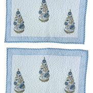Blue Leaf & Shrub Quilted Cushion/Pillowcases