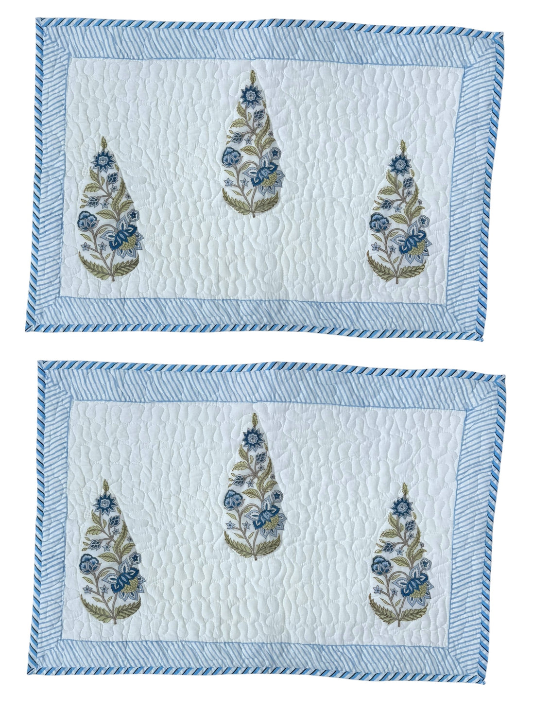 Blue Leaf & Shrub Quilted Cushion/Pillowcases