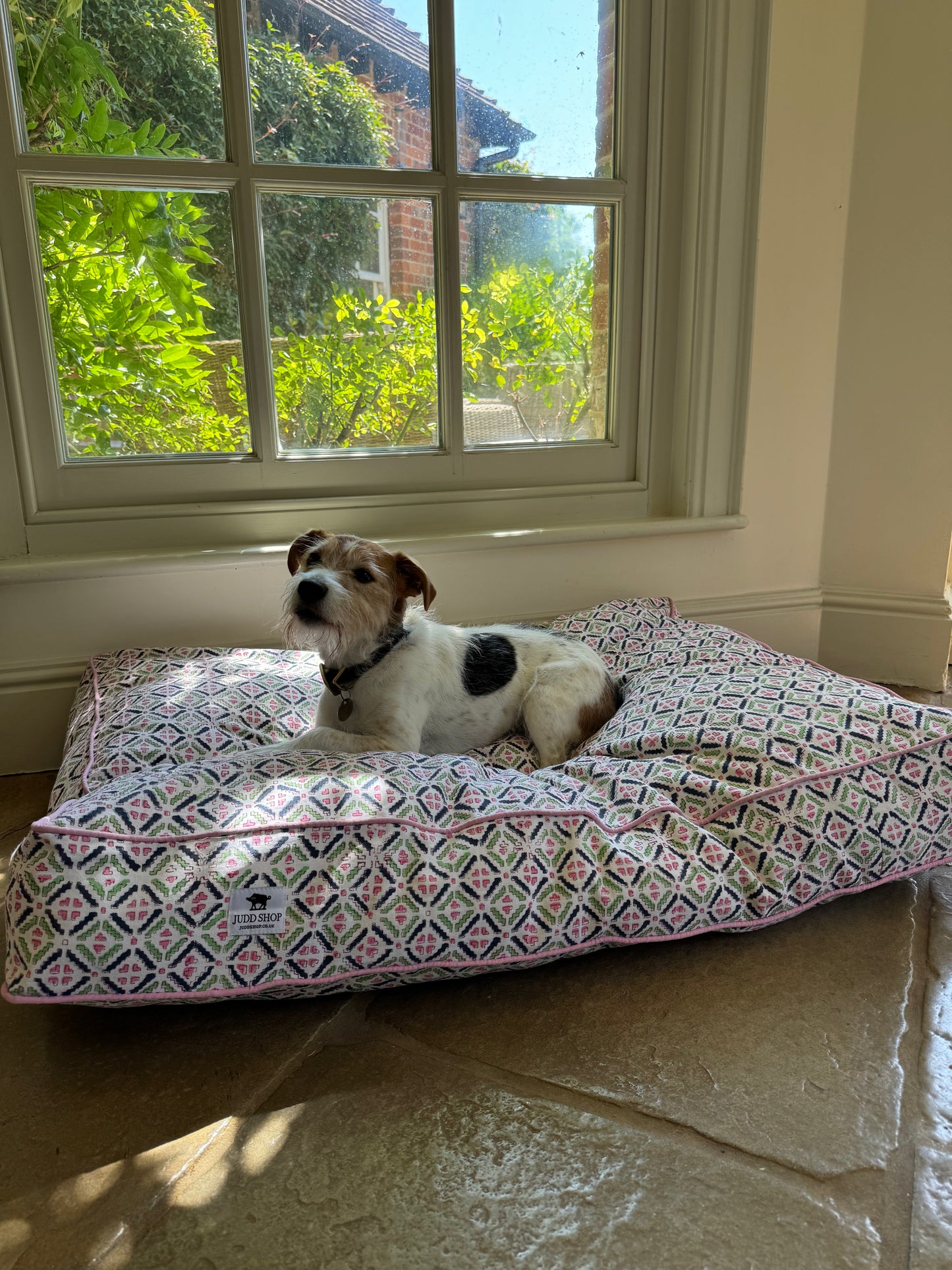'Ellie' Block Printed Dog Bed