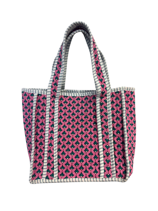Mini 'Pink Provence' Block Print Tote Bag