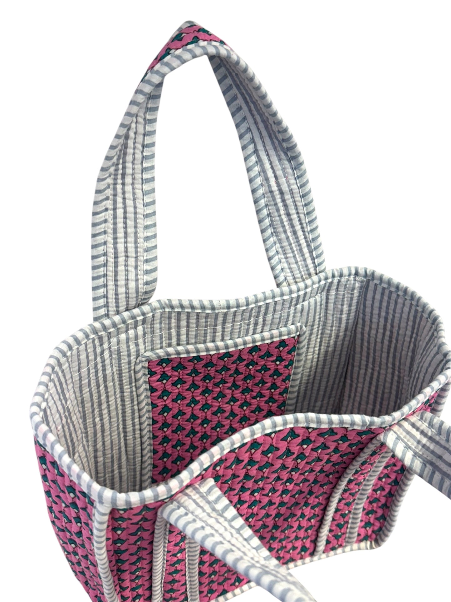 Mini 'Pink Provence' Block Print Tote Bag