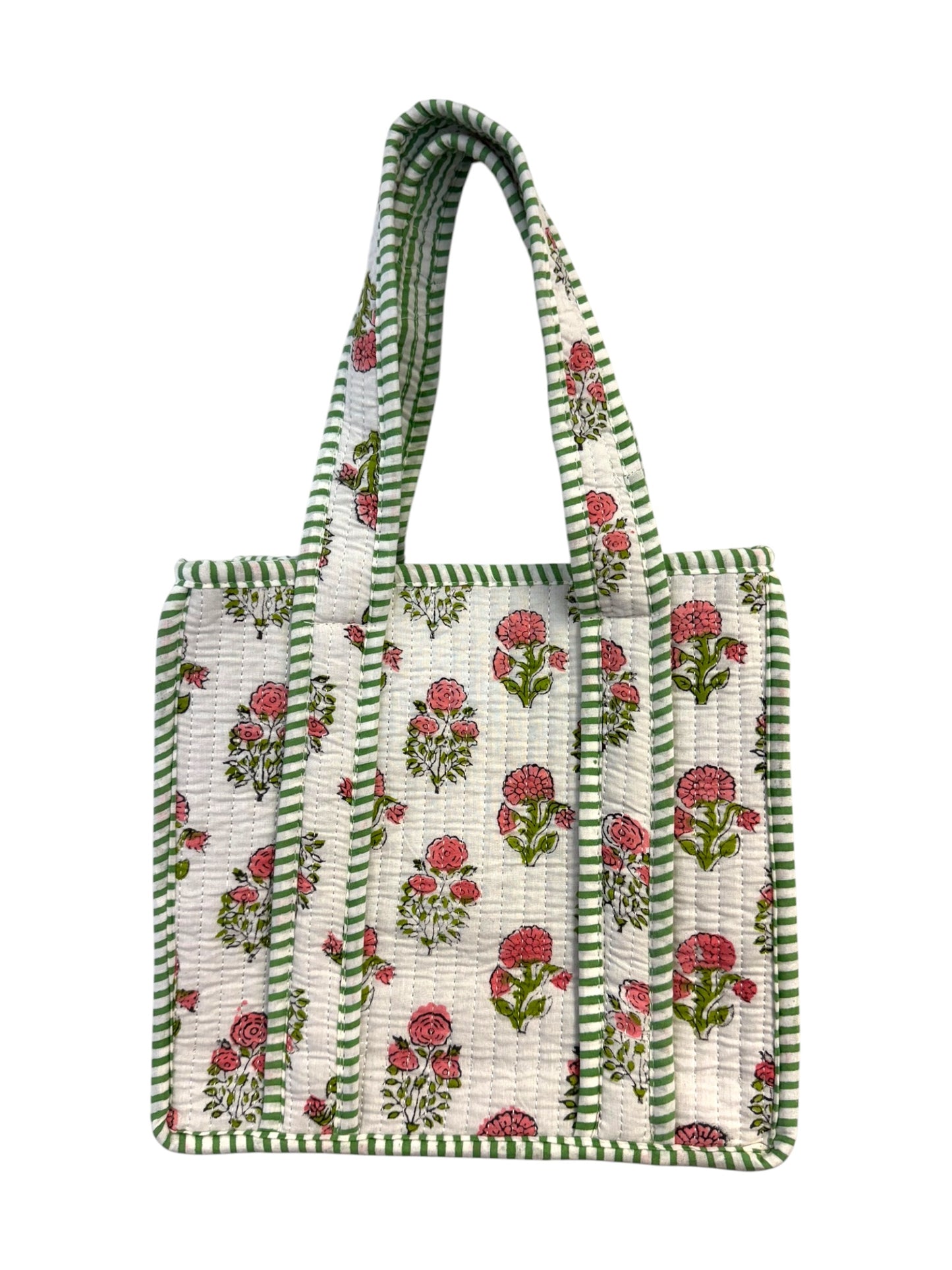 Mini 'Pink Shrub' Block Print Tote Bag