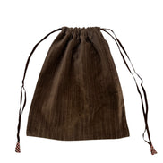 Mushroom Ribbed Velvet Drawstring Bag