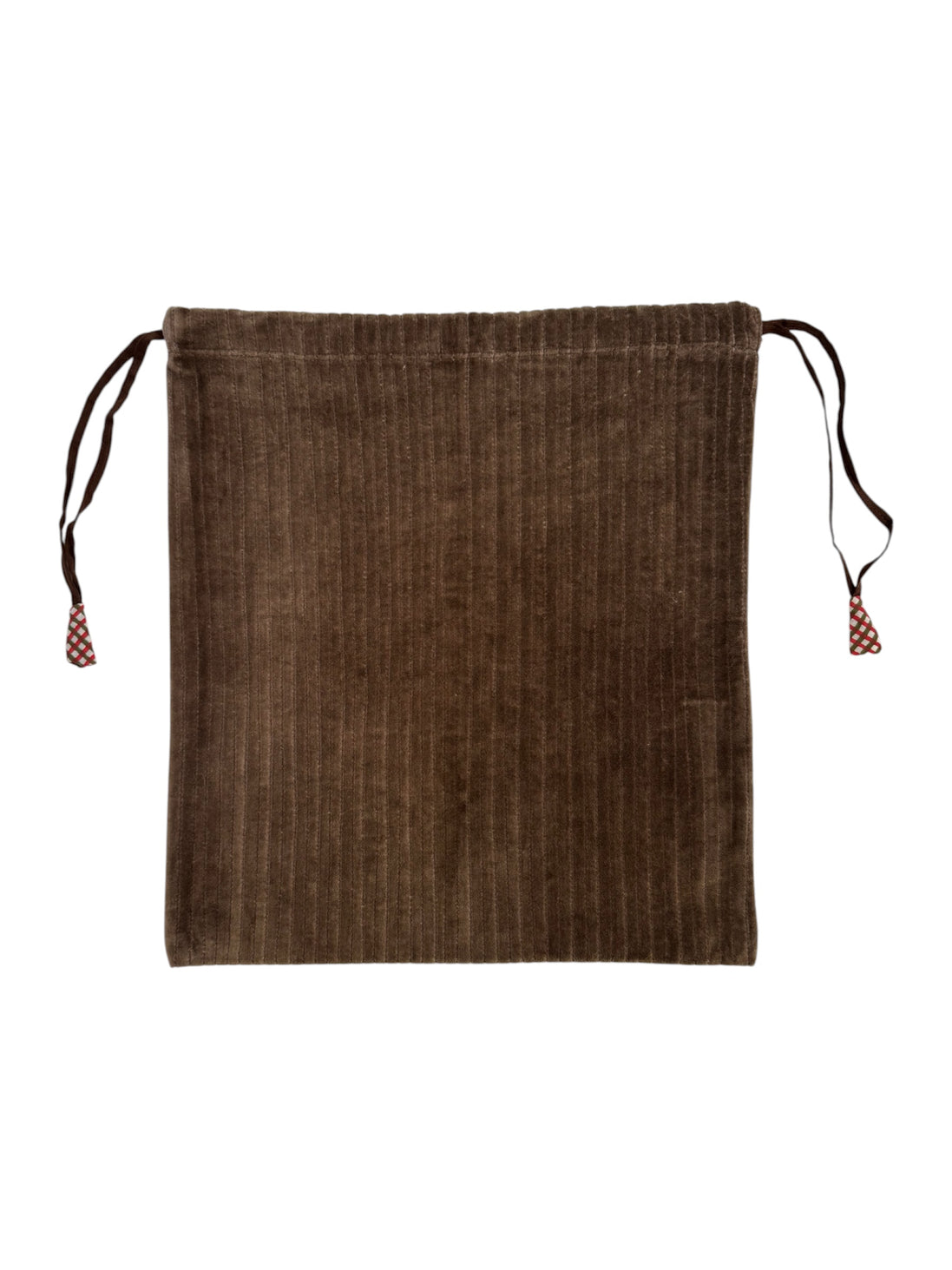 Mushroom Ribbed Velvet Drawstring Bag
